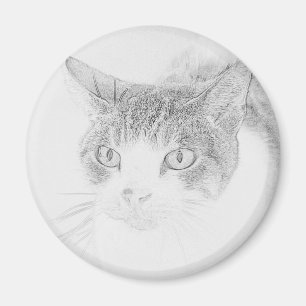 Íman Ímã de Esboço de Rosto de Gato Fofo