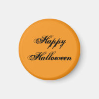Ímã de Escrita à Mão Feliz Halloween (Laranja e Pr