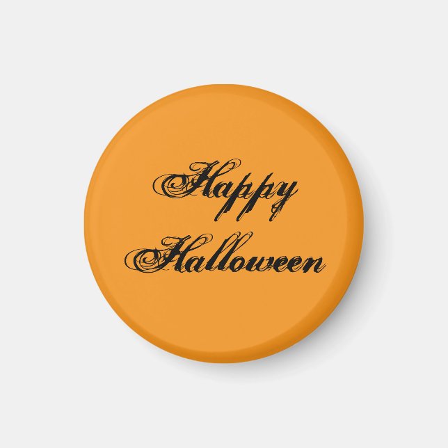 Íman Ímã de Escrita à Mão Feliz Halloween (Laranja e Pr (Frente)