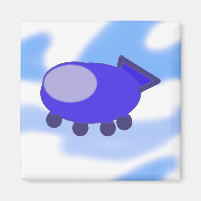 Íman Ímã de Espaçonave Azul Voadora (Frente)