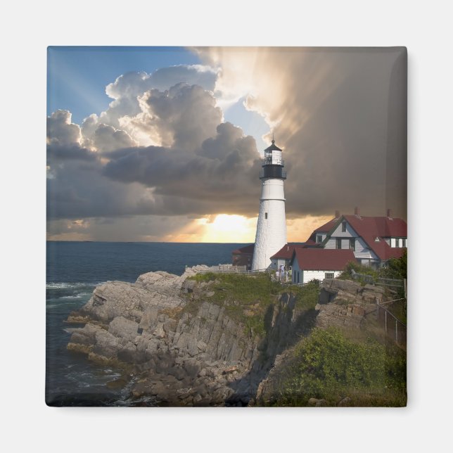 Íman Ímã de Farol Lindo Sobre o Oceano (Frente)