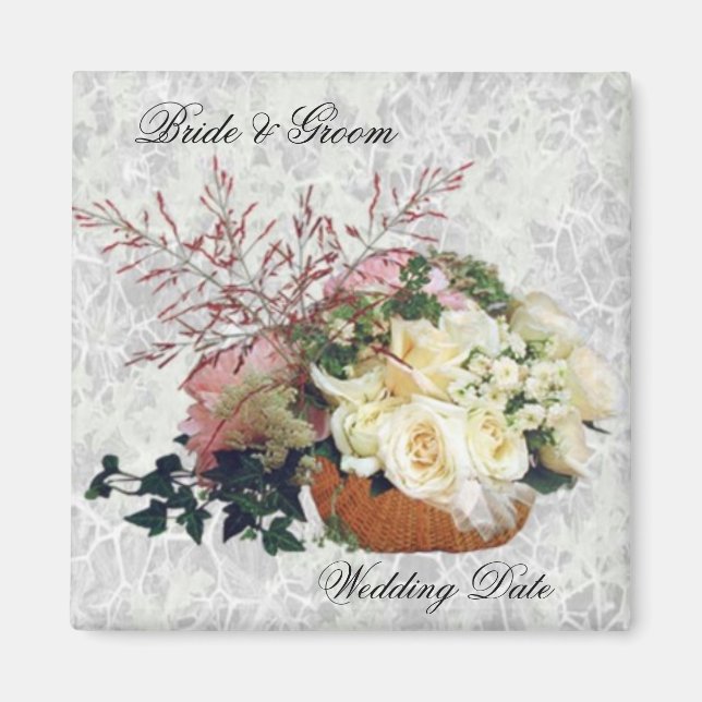 Íman Ímã de Favor de Casamento Bouquet de Rosas (Frente)