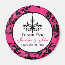 Íman Ímã de Favor de Casamento Pink Black White Lustre 