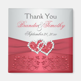 Íman Ímã de Favor de Casamento Rosa Coral e Floral Cinz