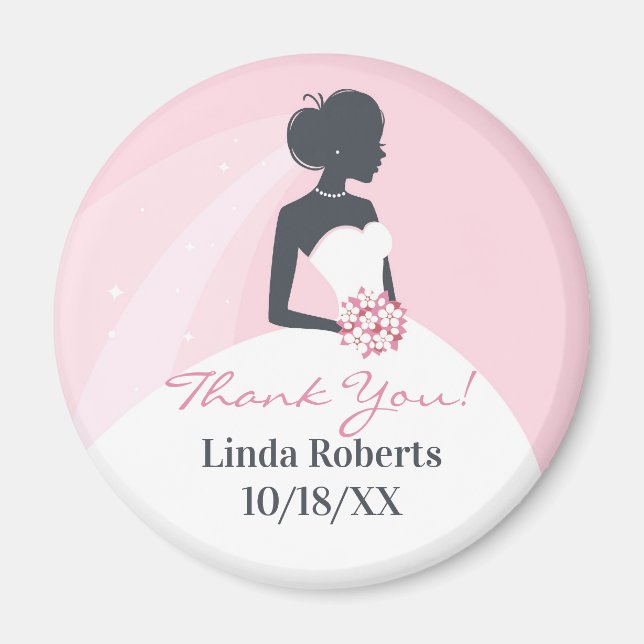 Íman Ímã de Favor de Chuveiro de Noiva 'Obrigado' (Frente)