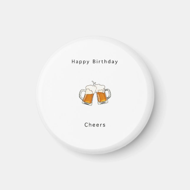 Íman Ímã de Feliz Aniversário, Cheers cerveja (Frente)