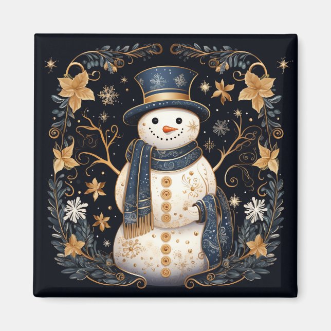 Íman Ímã de Férias de Boneco de Neve Decorativo (Frente)