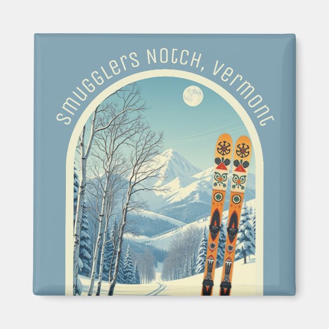 Íman Ímã de férias de esqui Smugglers Notch Vermont (Frente)