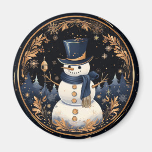 Íman Ímã de Férias Folhas de Ouro Boneco de Neve