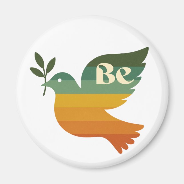 Íman Ímã de Férias Retro Boho Be Peace (Frente)