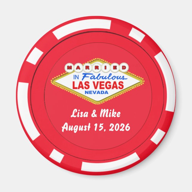 Íman Ímã de Ficha de Poker Casado em Las Vegas (Frente)