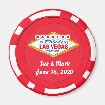 Ímã de Ficha de Poker Casado em Las Vegas