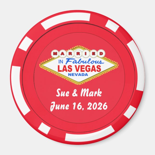 Íman Ímã de Ficha de Pôquer Casado em Las Vegas (Frente)