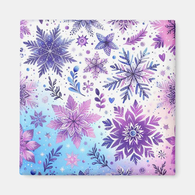 Íman Ímã de floco de neve minimalista (Frente)