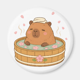Íman Ímã de Flor de Cerejeira Sakura Onsen Capivara Fof