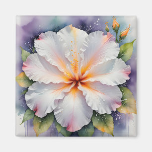 Íman ímã de flor de hibisco branco