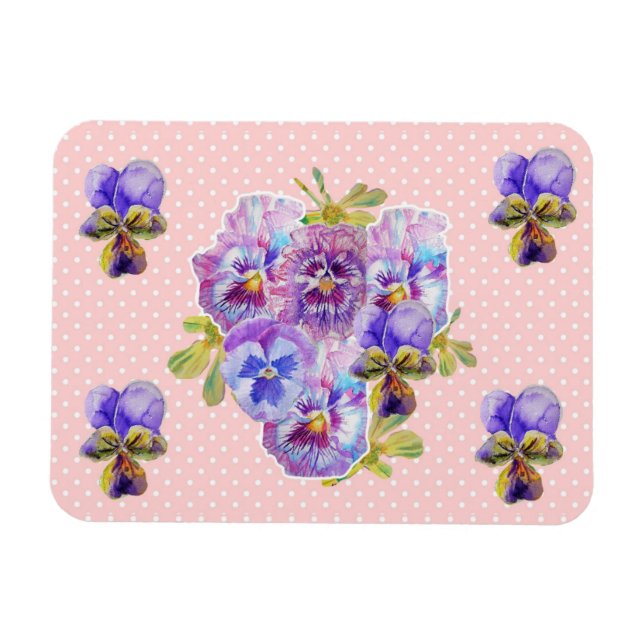 Íman Ímã de Flor de Pansy Rosa Shabby Chic (Horizontal)