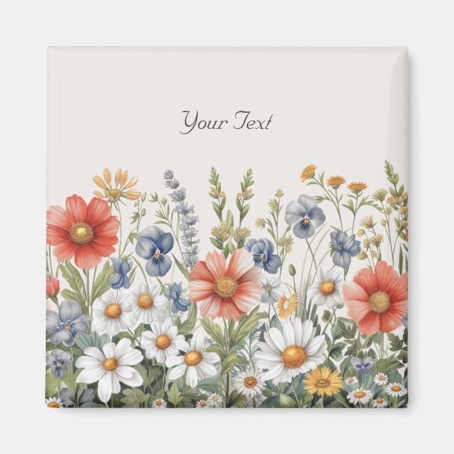 Íman Ímã de Flores Silvestres Coloridas (Frente)