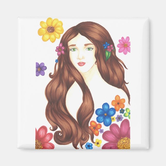 Íman Ímã de Florista - Ímã Quadrado de 2 Polegadas (Frente)