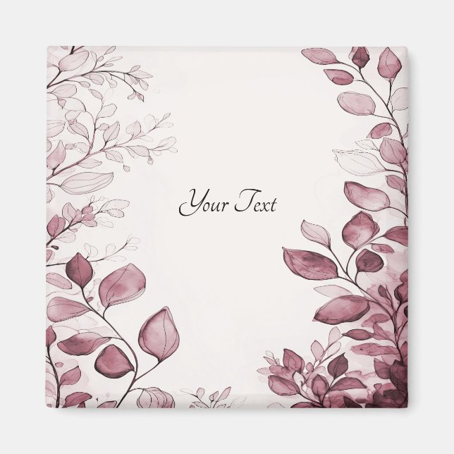 Íman Ímã de Folhas Vermelhas Modernas (Frente)