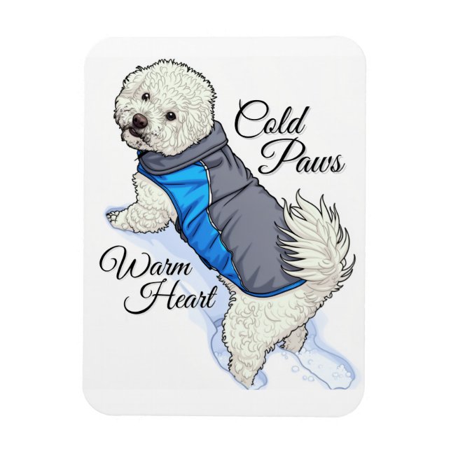 Íman Ímã de Foto Bichon Snow com Coração Quente (Vertical)