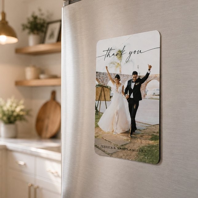 Íman Ímã de Foto de Agradecimento de Casamento Moderno (Criador carregado)