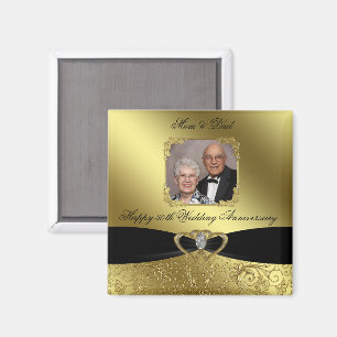 Íman Ímã de Foto de Aniversário de Bodas de Ouro