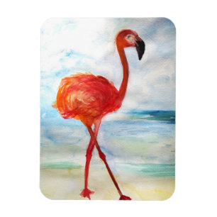 Íman Ímã de Foto de Arte de Aquarela Flamingo Rosa