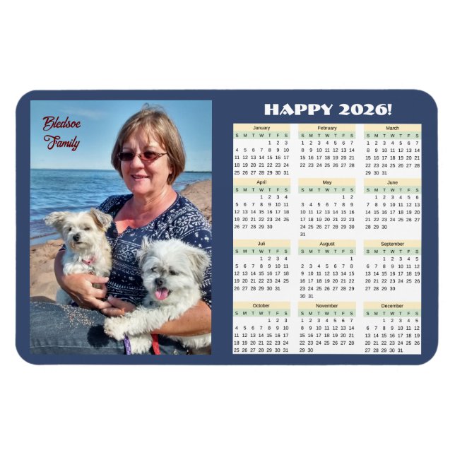 Íman Ímã de Foto de Calendário Familiar 2026 (Horizontal)