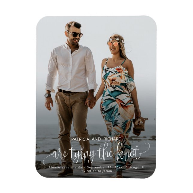 Íman Ímã de Foto de Data de Casamento Nó de Casamento (Vertical)