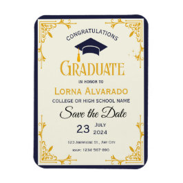 Íman Ímã de Foto de Formatura em Ouro Vintage