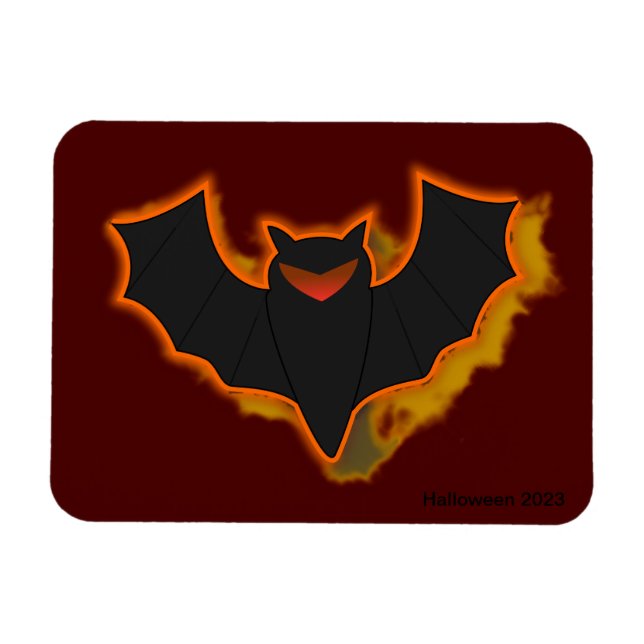 Íman Ímã de Foto de Halloween de Morcego Assustador | T (Horizontal)