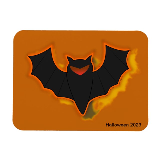 Íman Ímã de Foto de Halloween de Morcego Assustador | T (Horizontal)