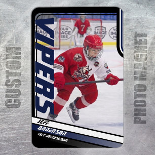 Íman Ímã de Foto de Hockey no Gelo Apex Azul Personaliz