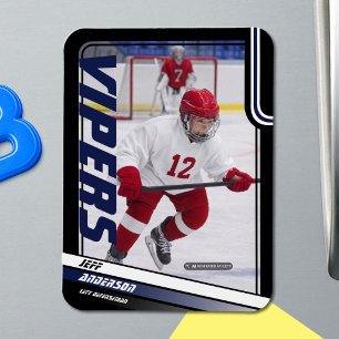 Íman Ímã de Foto de Hockey no Gelo Apex Azul Personaliz