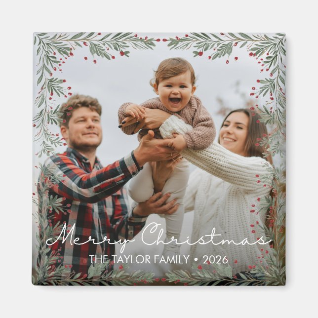 Íman Ímã de Foto de Natal Feliz (Frente)