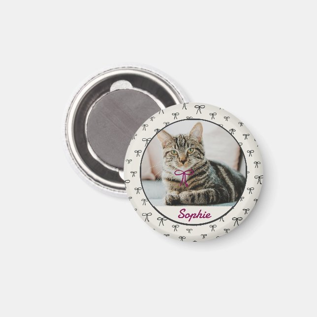 Íman Ímã de Foto de Pet com Laço Coquette Personalizado (Front/Back)