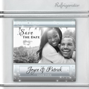 Íman Ímã de Foto de Save The Date com Brilho de Luz Pra