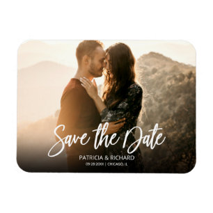 Íman Ímã de Foto de Save the Date de Casamento com Letr
