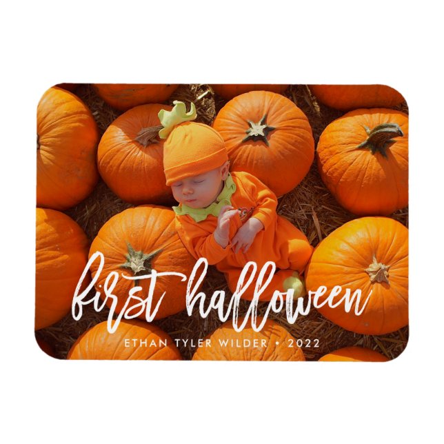 Íman Ímã de Foto do Primeiro Halloween do Bebê (Horizontal)