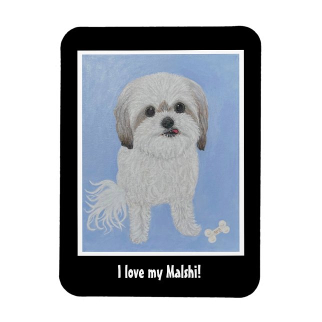Íman Ímã de Foto Flexível de Cachorro Malshi (Vertical)