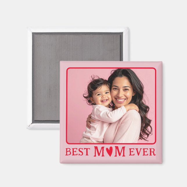 Íman Ímã de Foto Rosa Melhor Mãe do Mundo (Front/Back)