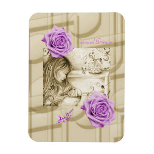 Íman Ímã de Foto Rosa Roxa Vintage Carousel Dreams