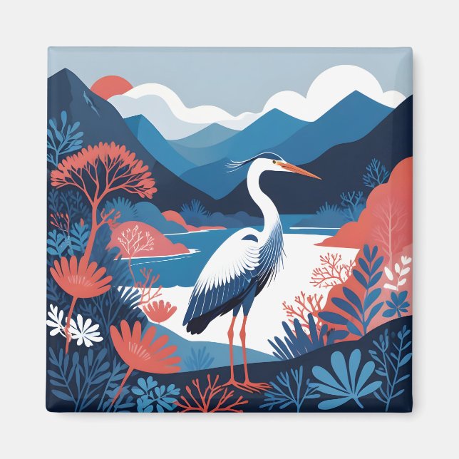 Íman ímã de garça do vale azul (Frente)