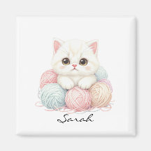 Ímã de Gatinho de Tricô Personalizado