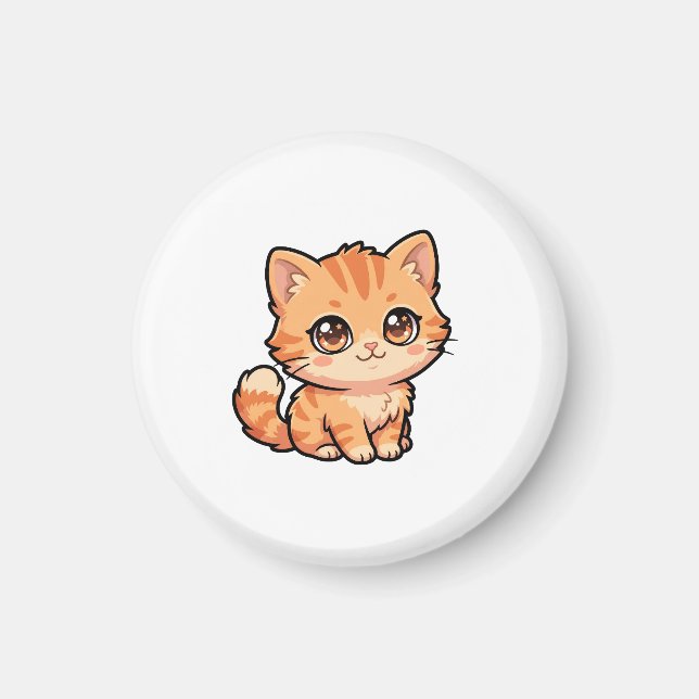 Íman Ímã de Gatinho Malhado Laranja Fofo (Frente)