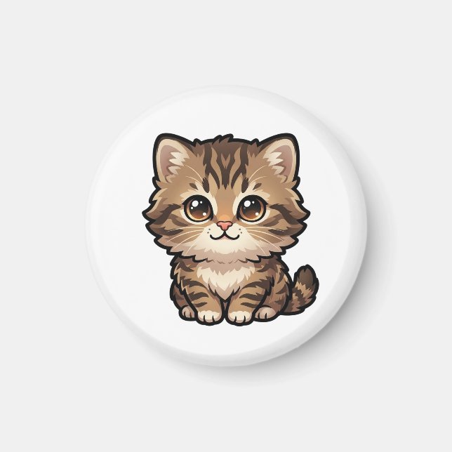 Íman Ímã de Gatinho Malhado Marrom Fofo (Frente)