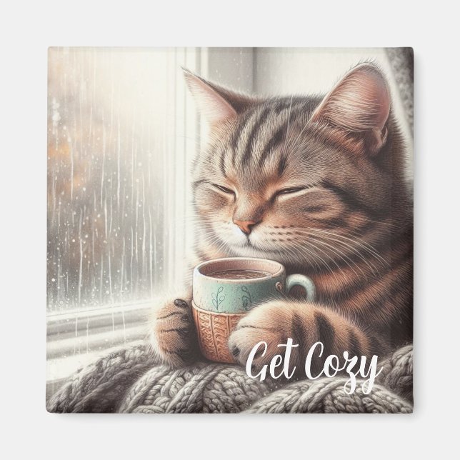 Íman Ímã de Gato Aconchegante (Frente)