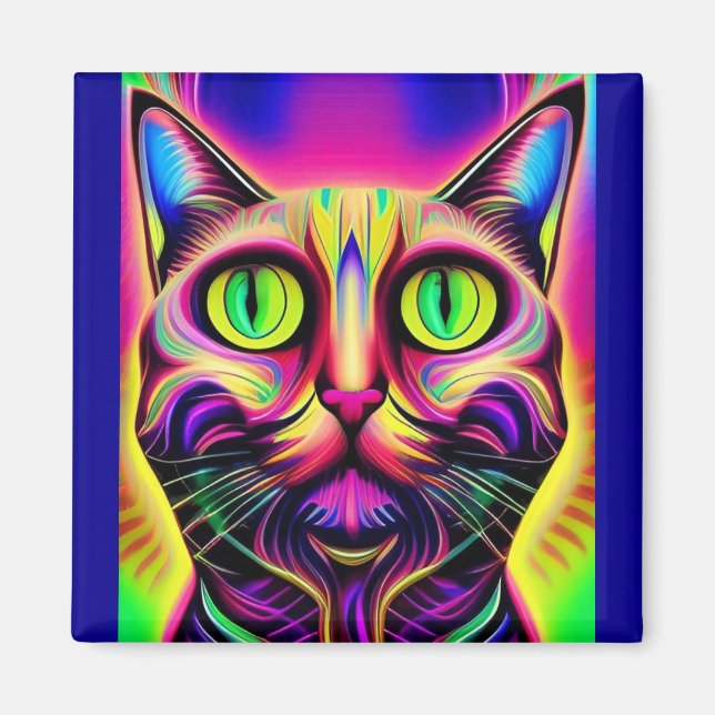 Íman ímã de gato curioso (Frente)