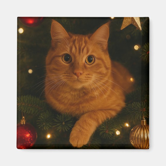 Íman Ímã de Gato de Natal (Frente)